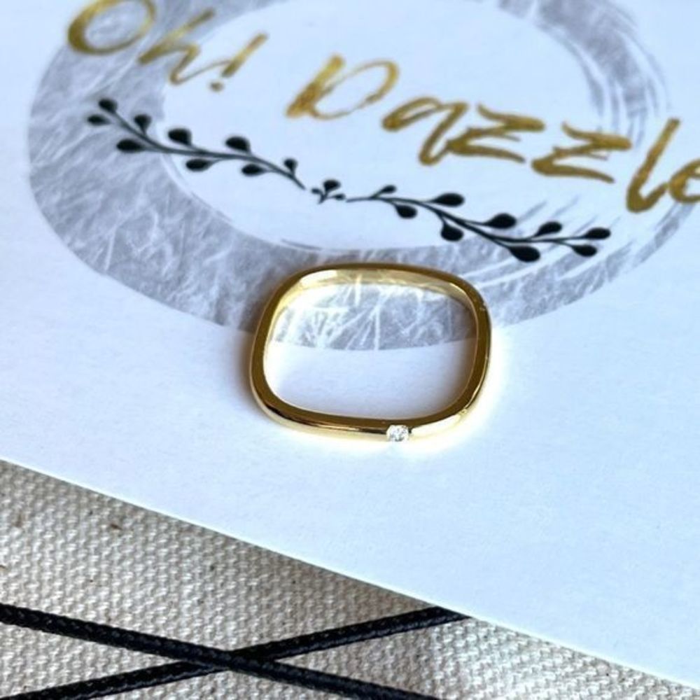 Gold Filled Cubic Zirconia Minimalist Square Ring